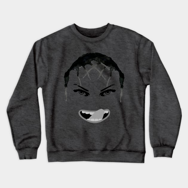 Lip Licking Lady Crewneck Sweatshirt by TJWDraws